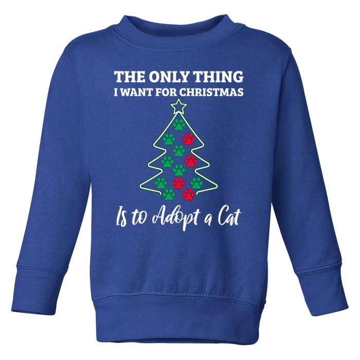 Christmas Tree Paw Adopt A Cat Pet Adoption Rescue Quote Gift Toddler Sweatshirt