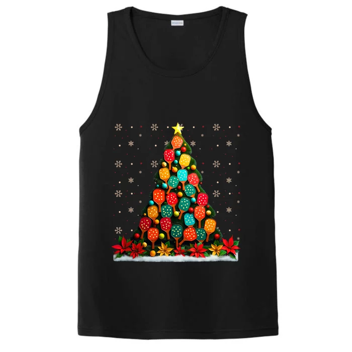 Christmas Tree Paddleball Lover Xmas Funny Pickleball Gift Performance Tank