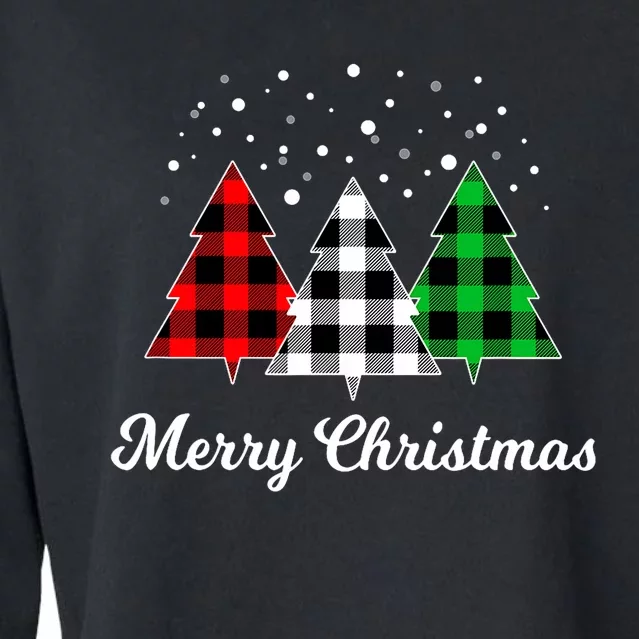 Christmas Tree Plaid Christmas Tree Merry Christmas Tree Cropped Pullover Crew