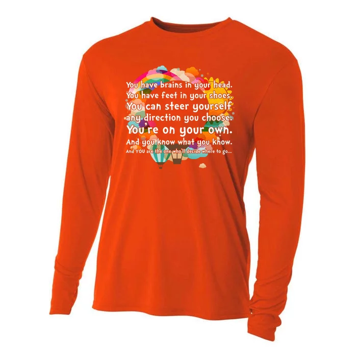 Cute The Places You'll Go Reading Book Fan Cooling Performance Long Sleeve Crew