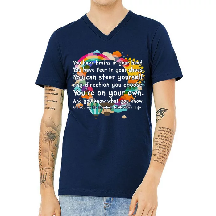 Cute The Places You'll Go Reading Book Fan V-Neck T-Shirt