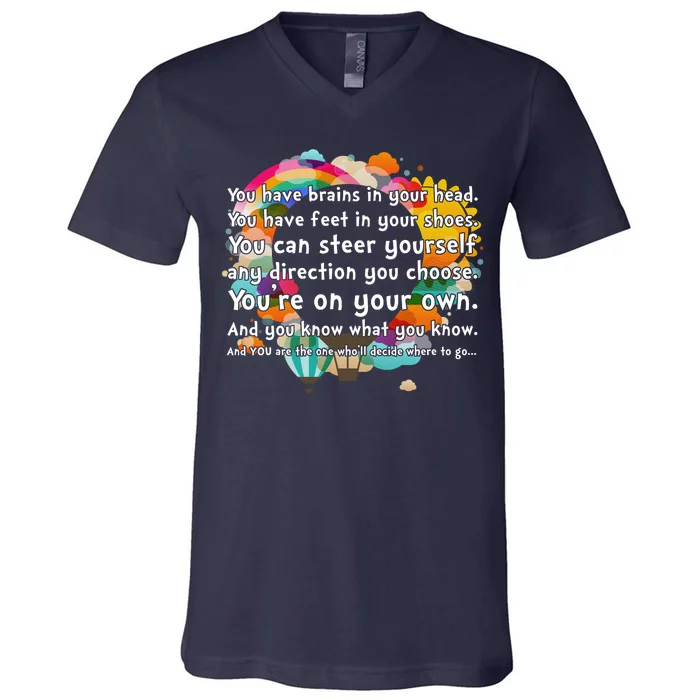 Cute The Places You'll Go Reading Book Fan V-Neck T-Shirt