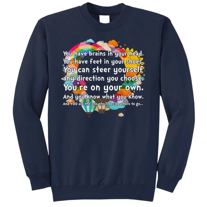 Cute The Places You'll Go Reading Book Fan Tall Sweatshirt