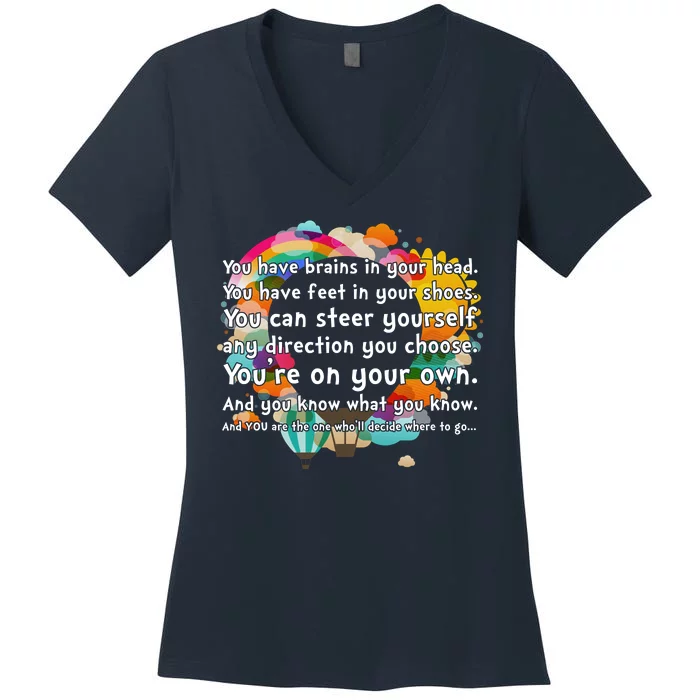 Cute The Places You'll Go Reading Book Fan Women's V-Neck T-Shirt