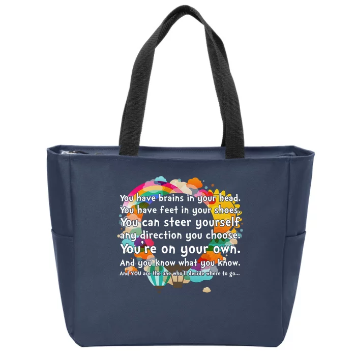 Cute The Places You'll Go Reading Book Fan Zip Tote Bag