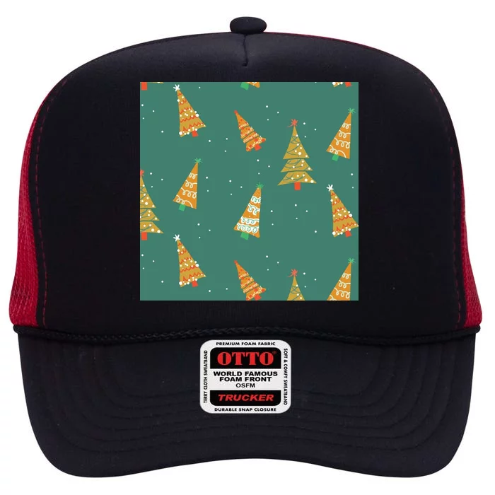 Christmas Trees Pattern High Crown Mesh Trucker Hat