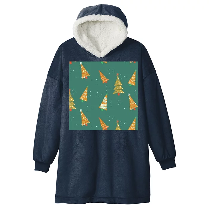 Christmas Trees Pattern Hooded Wearable Blanket