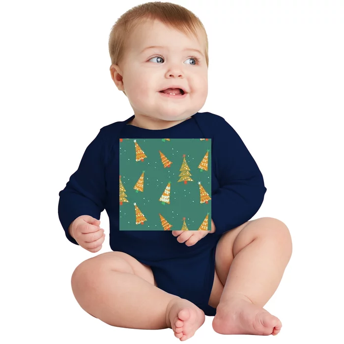 Christmas Trees Pattern Baby Long Sleeve Bodysuit