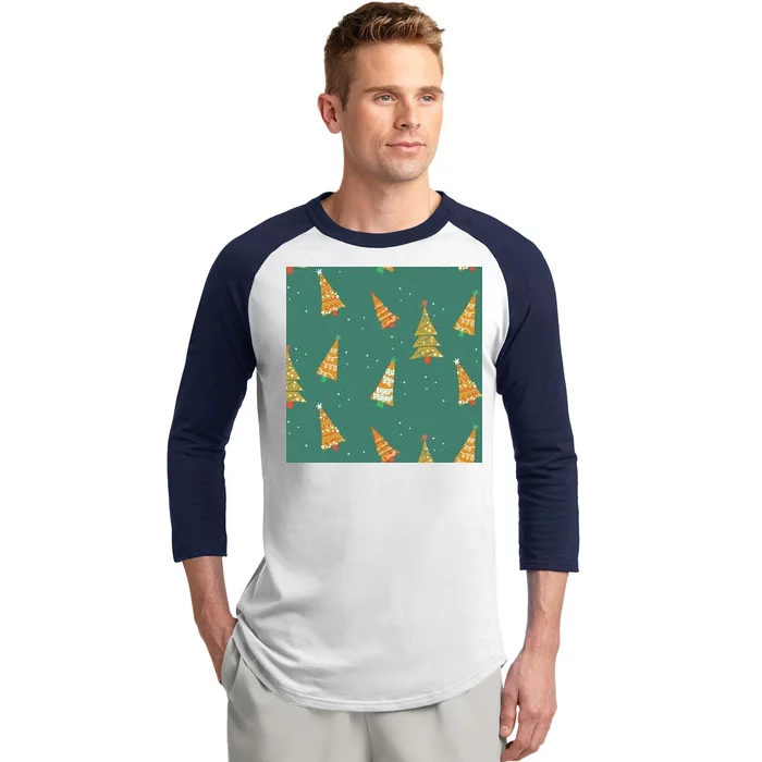 Christmas Trees Pattern Baseball Sleeve Shirt