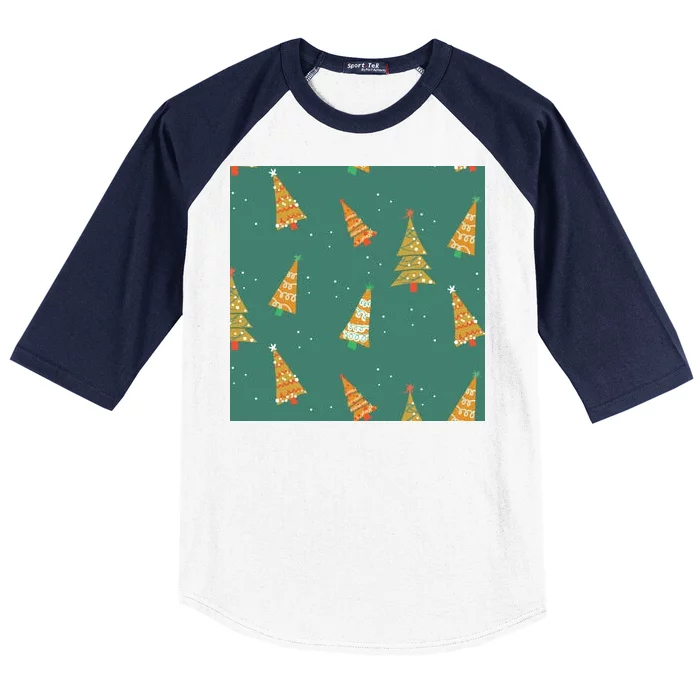 Christmas Trees Pattern Baseball Sleeve Shirt