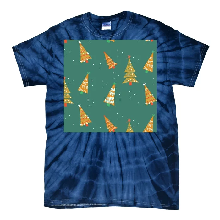 Christmas Trees Pattern Tie-Dye T-Shirt