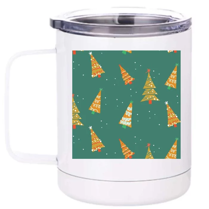 Christmas Trees Pattern Front & Back 12oz Stainless Steel Tumbler Cup