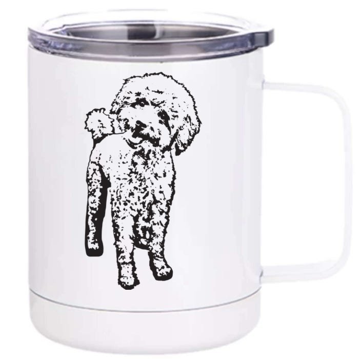 Cute Toy Poodle Smile Dog Lover Gift Black Front & Back 12oz Stainless Steel Tumbler Cup