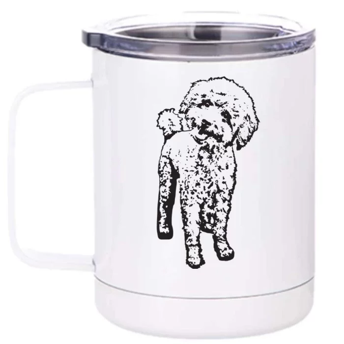 Cute Toy Poodle Smile Dog Lover Gift Black Front & Back 12oz Stainless Steel Tumbler Cup