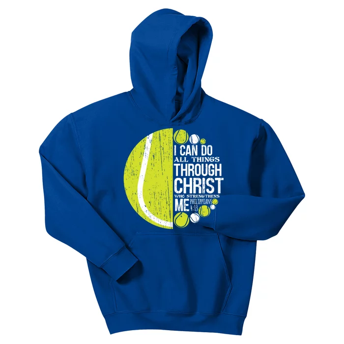 Christian Tennis Philippians 4:13 Gift Gift Kids Hoodie