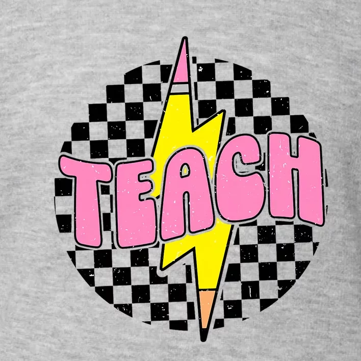 Checkered Teach Pencil Lightning Bolt Back To School Toddler Sweatshirt