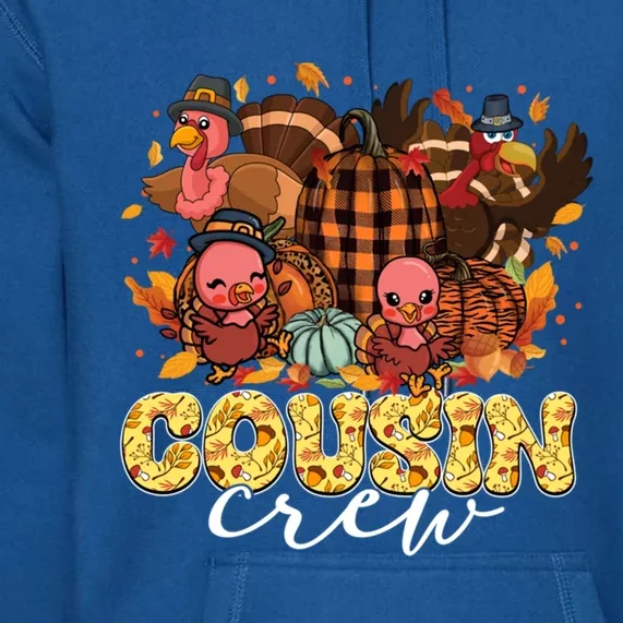 Cute Turkeys Pumpkins Thanksgiving Cousin Crew Three Gift Premium Hoodie