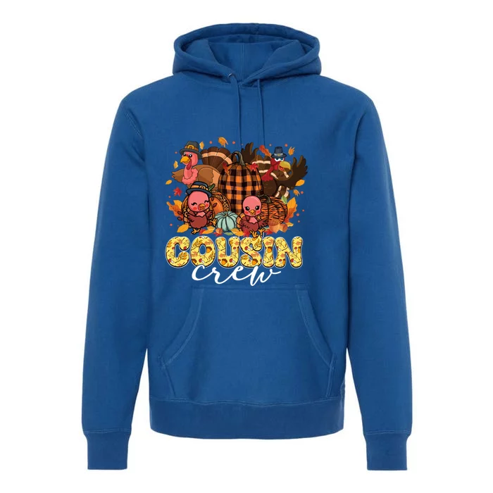 Cute Turkeys Pumpkins Thanksgiving Cousin Crew Three Gift Premium Hoodie