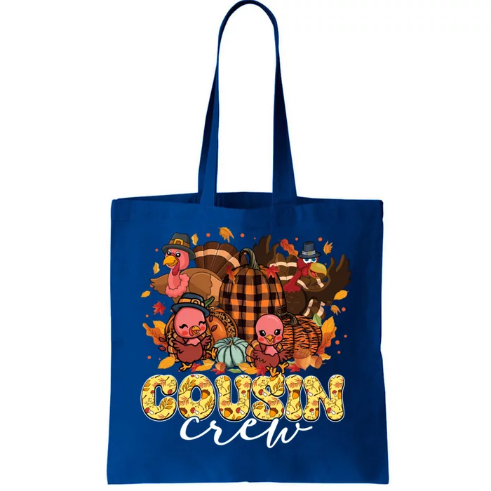 Cute Turkeys Pumpkins Thanksgiving Cousin Crew Three Gift Tote Bag