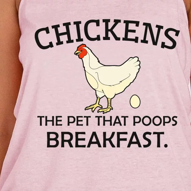 Chickens The Pet That Poops Breakfast Funny Chicken Gift Women's Knotted Racerback Tank