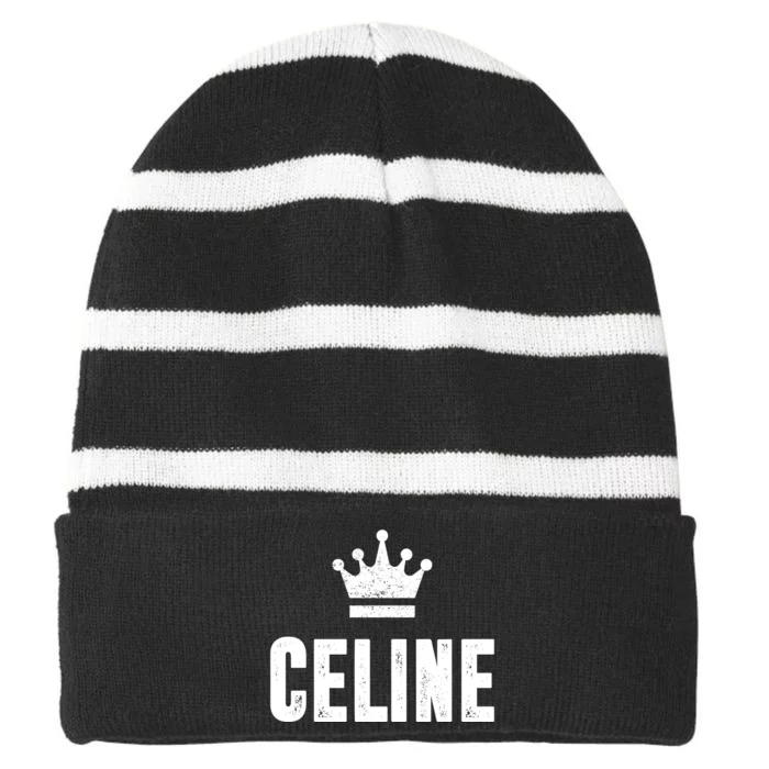 Celine The Queen Striped Beanie with Solid Band