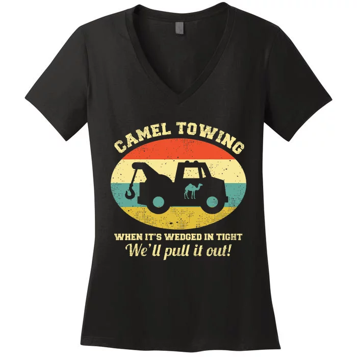 Camel Towing Retro Adult Humor Women's V-Neck T-Shirt