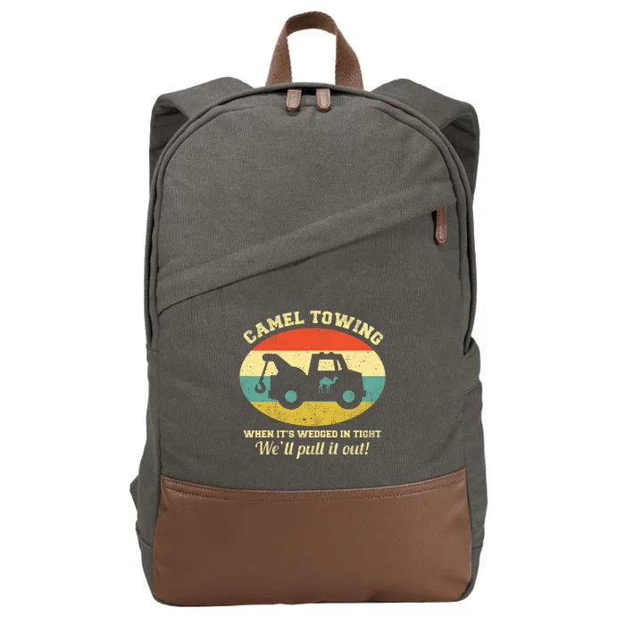 Camel Towing Retro Adult Humor Cotton Canvas Backpack