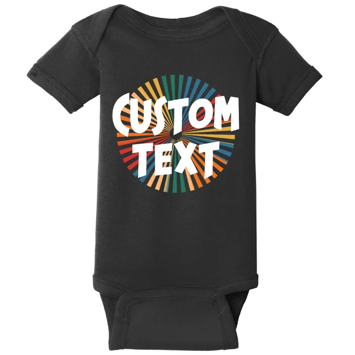 Custom Text Retro Colorful Logo Personalized Design Baby Bodysuit