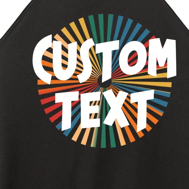 Custom Text Retro Colorful Logo Personalized Design Women’s Perfect Tri Rocker Tank