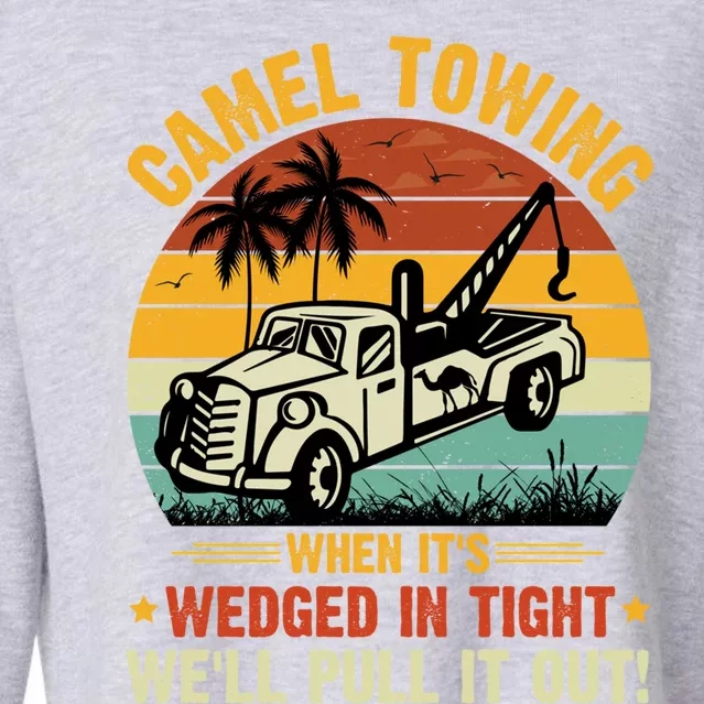 Camel Towing Retro Adult Humor Saying Funny Halloween Gift Cropped Pullover Crew