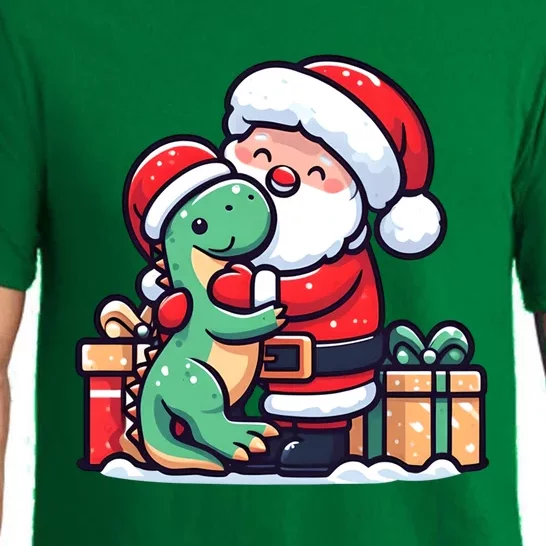 Christmas T Rex Dinosaur Santa Hat Cute Santa Claus Pajama Gift Pajama Set