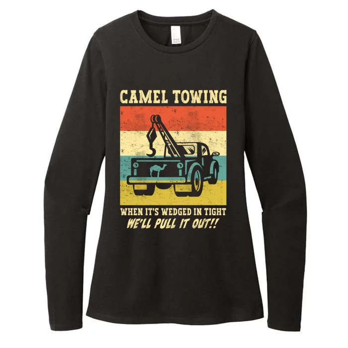 Camel Towing Retro Adult Humor Saying Funny Halloween Cool Gift Womens CVC Long Sleeve Shirt