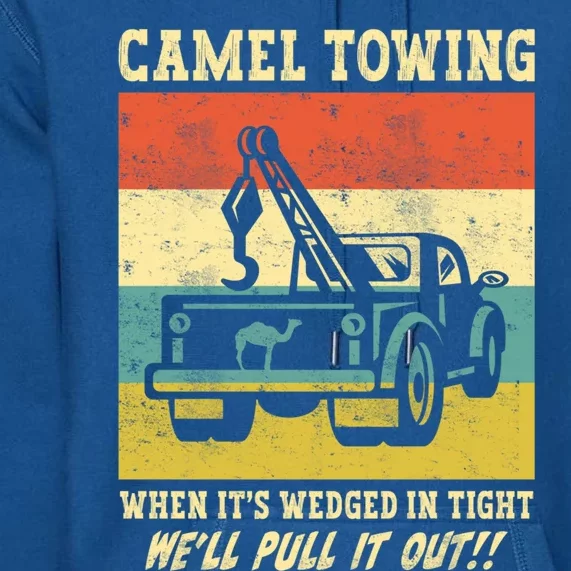 Camel Towing Retro Adult Humor Saying Funny Halloween Cool Gift Premium Hoodie