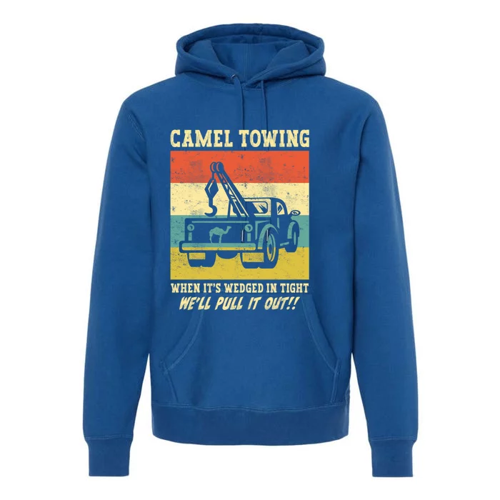 Camel Towing Retro Adult Humor Saying Funny Halloween Cool Gift Premium Hoodie