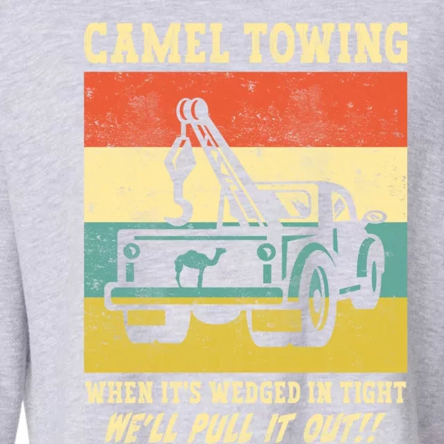 Camel Towing Retro Adult Humor Saying Funny Halloween Cool Gift Cropped Pullover Crew