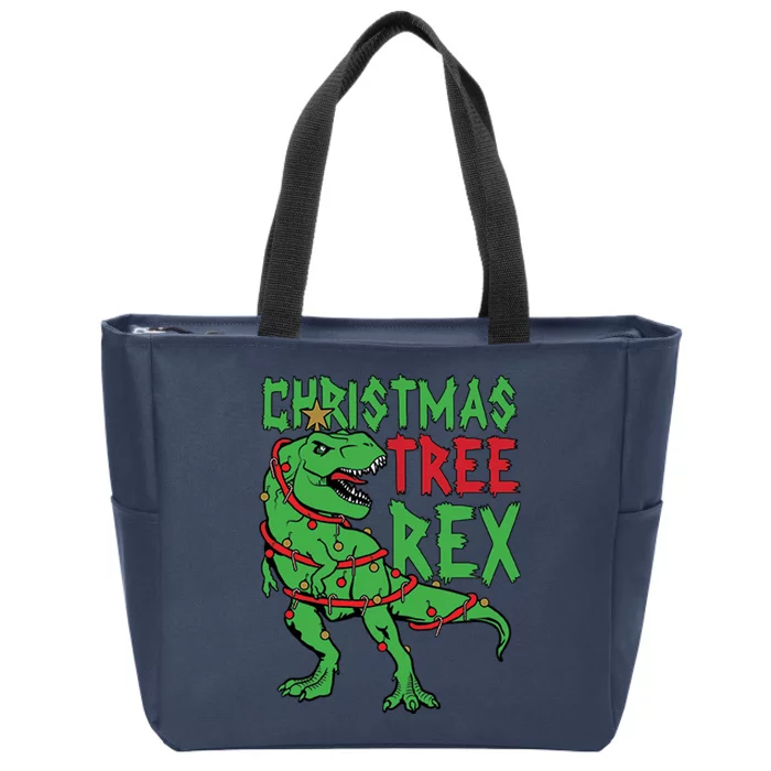 Christmas Tree Rex Zip Tote Bag