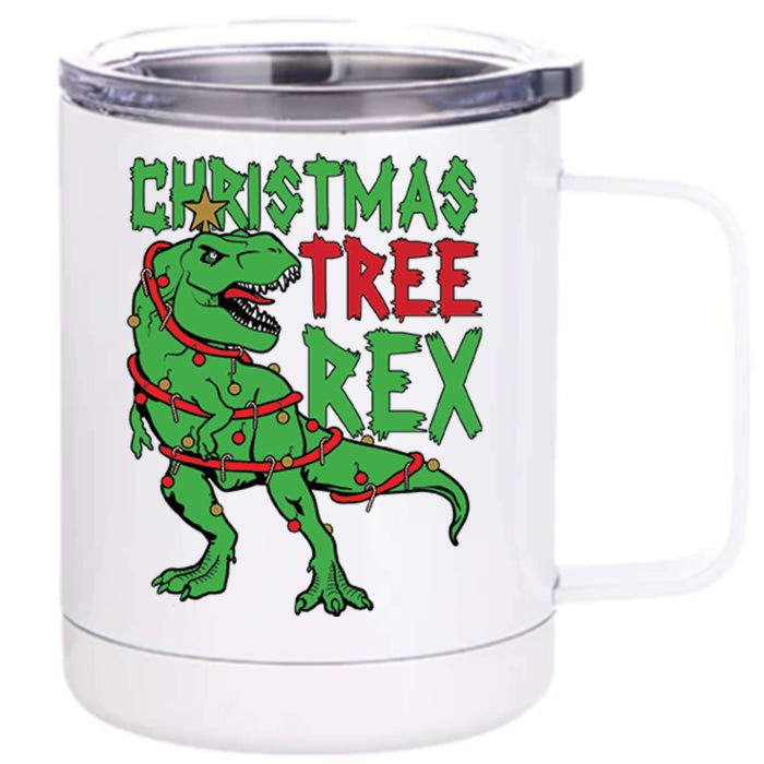 Christmas Tree Rex Front & Back 12oz Stainless Steel Tumbler Cup