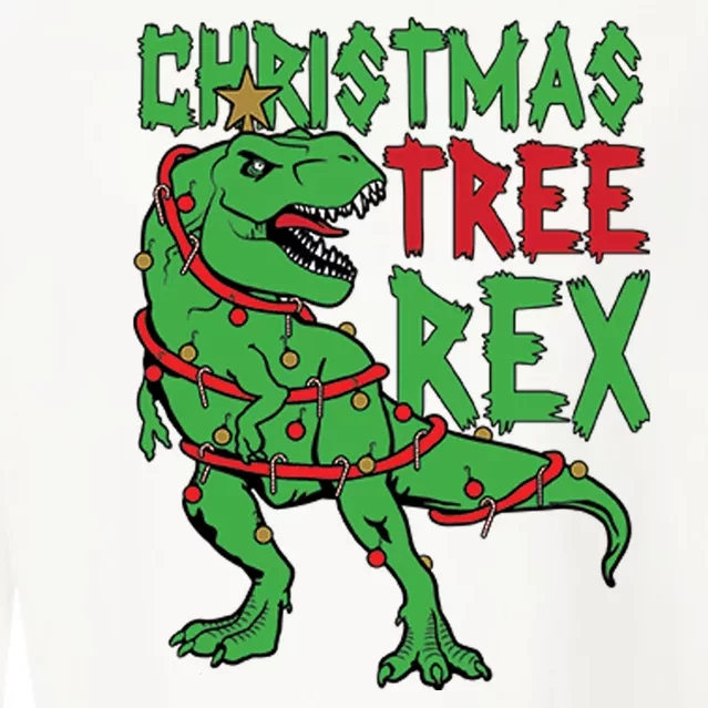 Christmas Tree Rex Cropped Pullover Crew