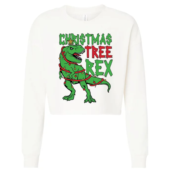 Christmas Tree Rex Cropped Pullover Crew