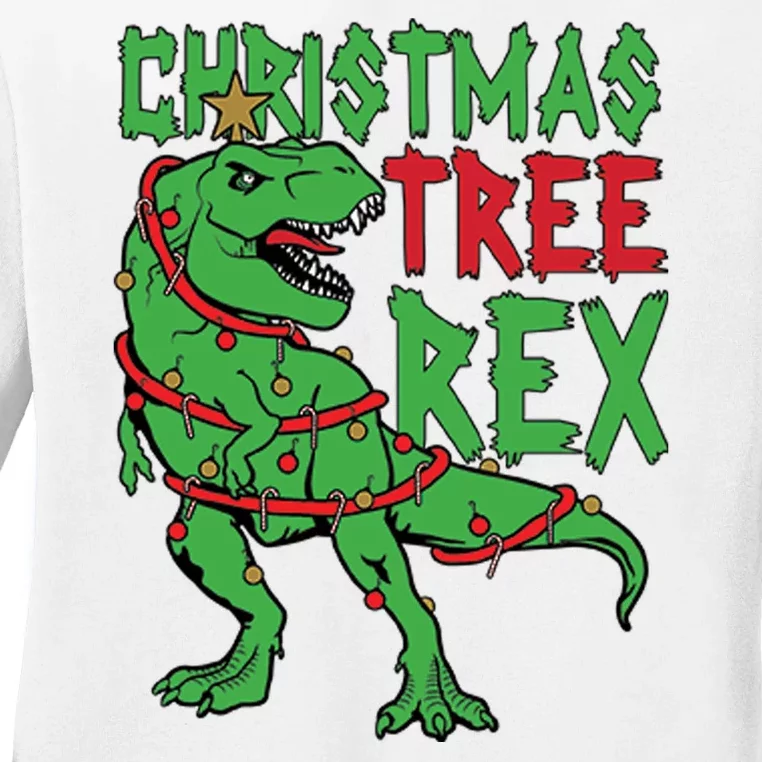 Christmas Tree Rex Ladies Long Sleeve Shirt