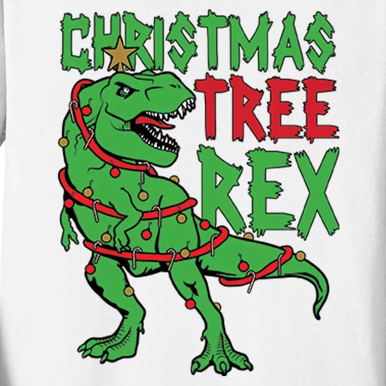 Christmas Tree Rex Kids Long Sleeve Shirt