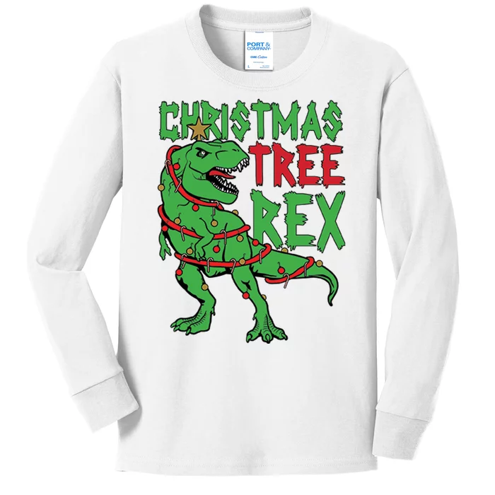 Christmas Tree Rex Kids Long Sleeve Shirt