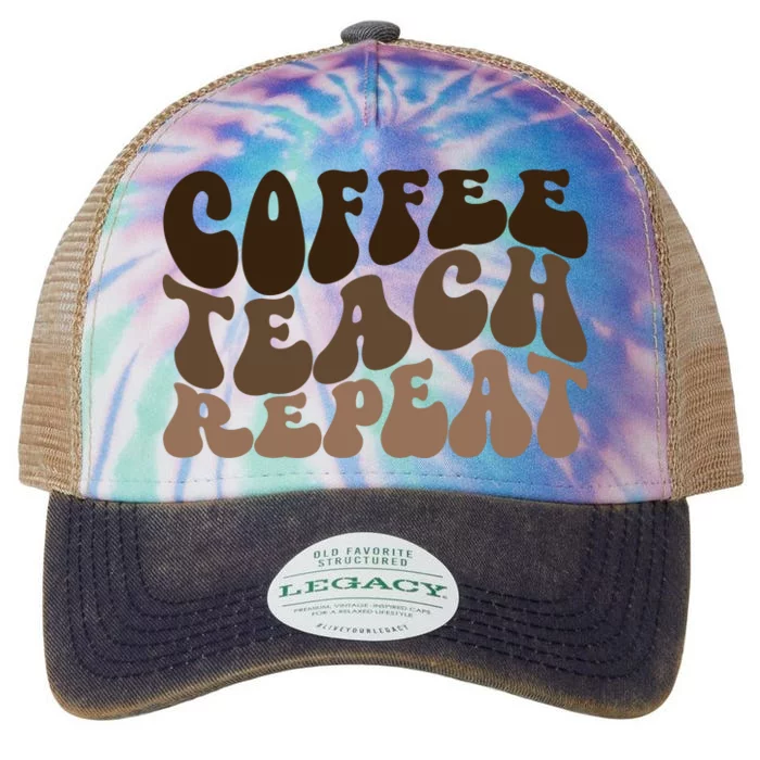 Coffee Teach Repeat Retro Teacher Gift Legacy Tie Dye Trucker Hat