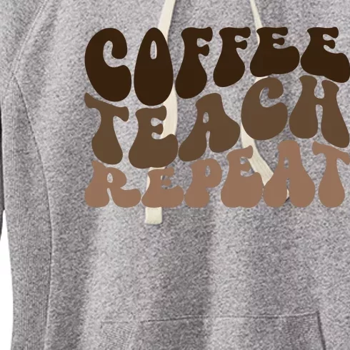 Coffee Teach Repeat Retro Teacher Gift Women's Fleece Hoodie