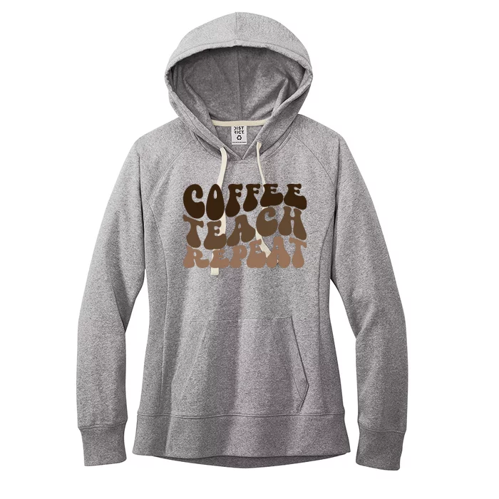 Coffee Teach Repeat Retro Teacher Gift Women's Fleece Hoodie