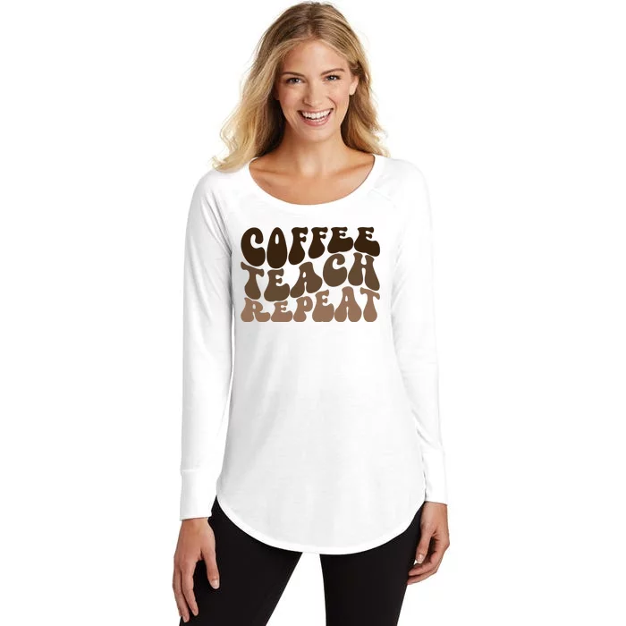 Coffee Teach Repeat Retro Teacher Gift Women's Perfect Tri Tunic Long Sleeve Shirt