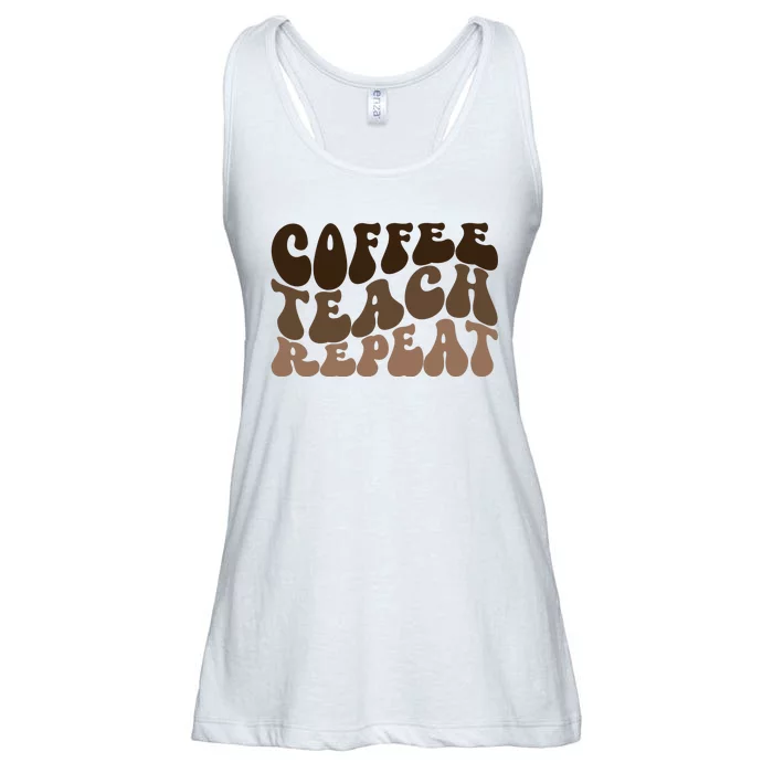 Coffee Teach Repeat Retro Teacher Gift Ladies Essential Flowy Tank