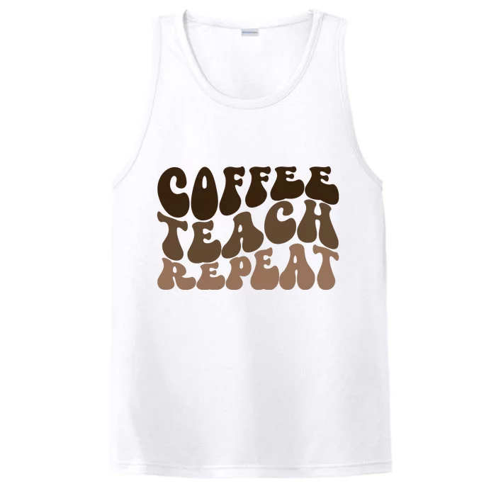 Coffee Teach Repeat Retro Teacher Gift Performance Tank