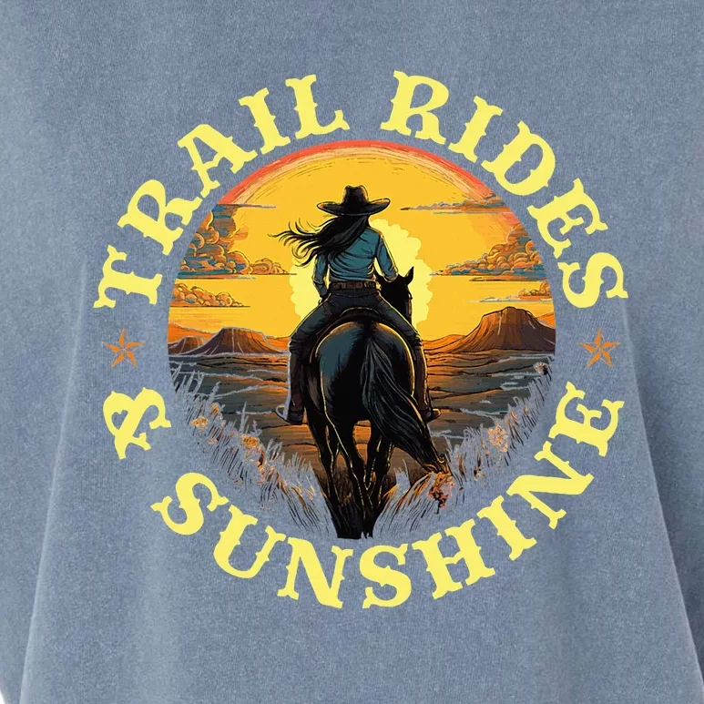 Country Trail Rides And Sunshine Horse Riding Cowgirl Garment-Dyed Women's Muscle Tee