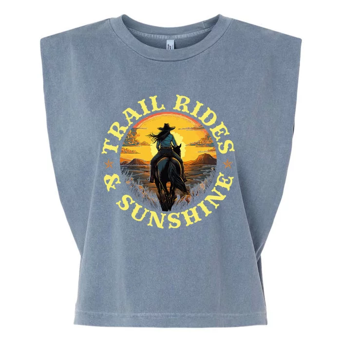 Country Trail Rides And Sunshine Horse Riding Cowgirl Garment-Dyed Women's Muscle Tee